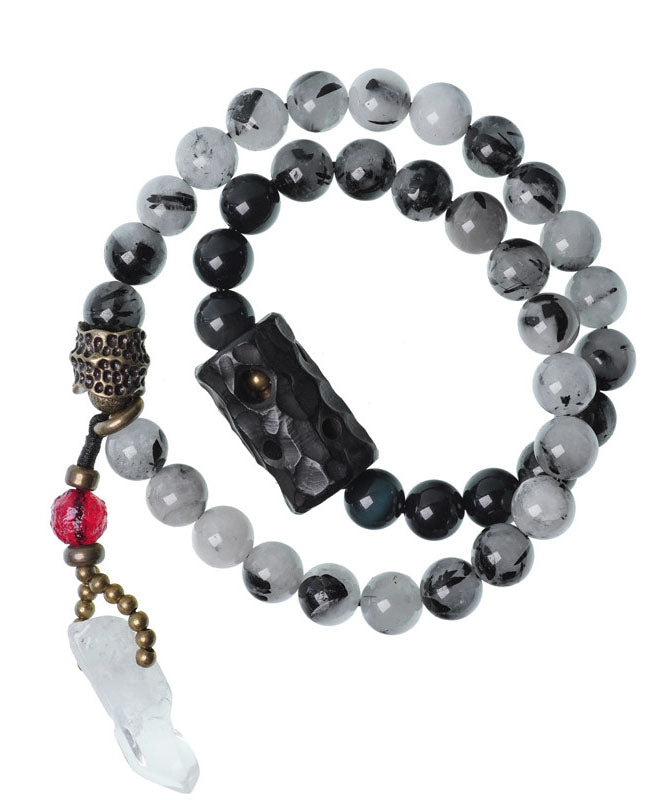 Original Design Retro Men's Double-Layer Obsidian Crystal Bracelet