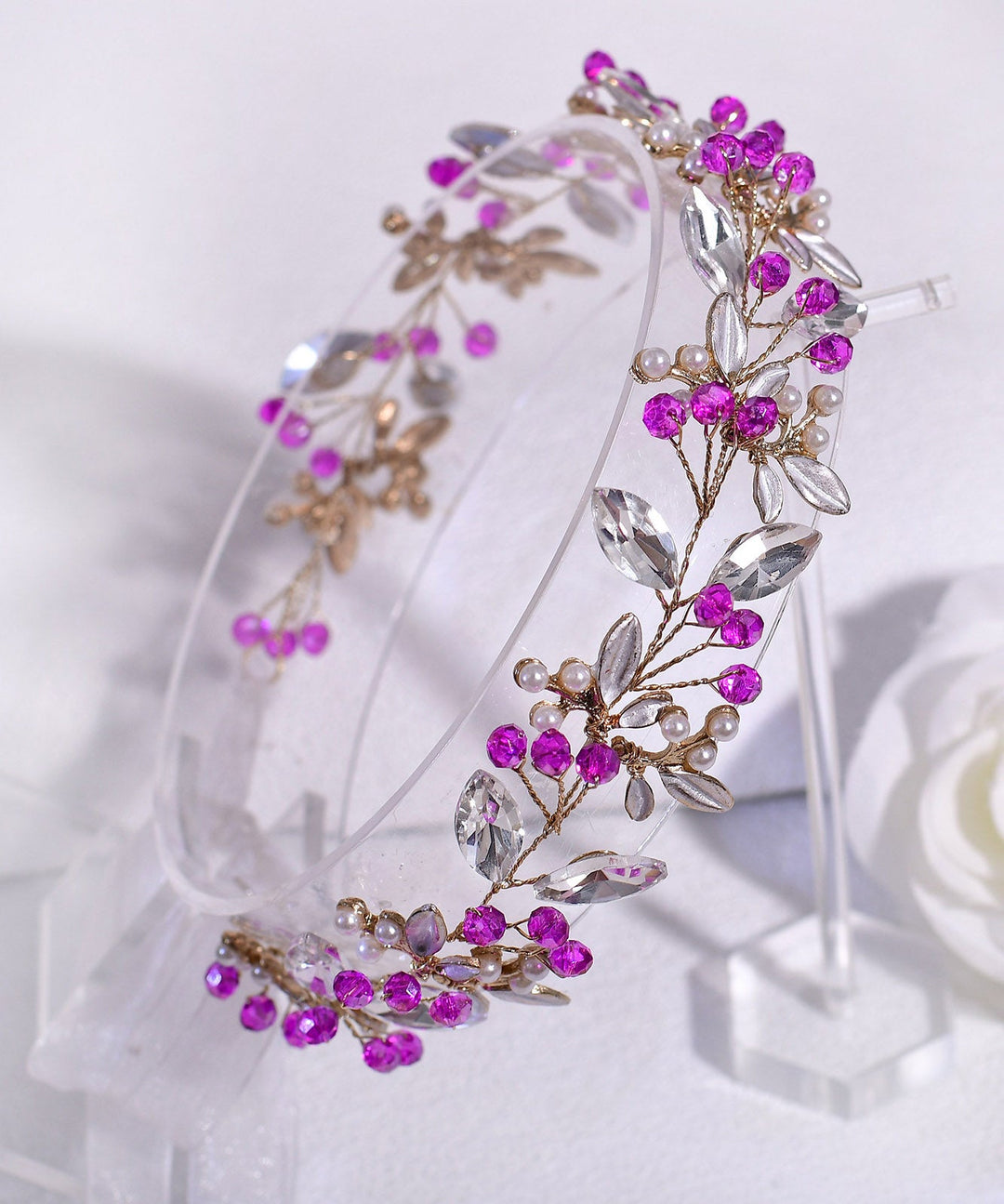 Original Design Rose Weave Zircon Flora HairPiece - Omychic