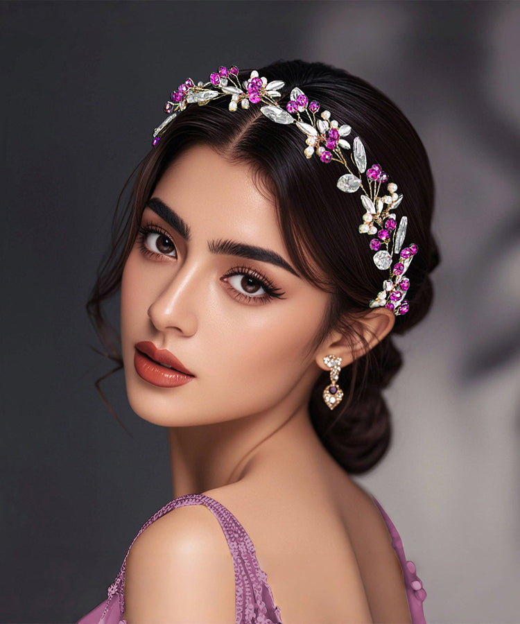 Original Design Rose Weave Zircon Flora HairPiece - Omychic