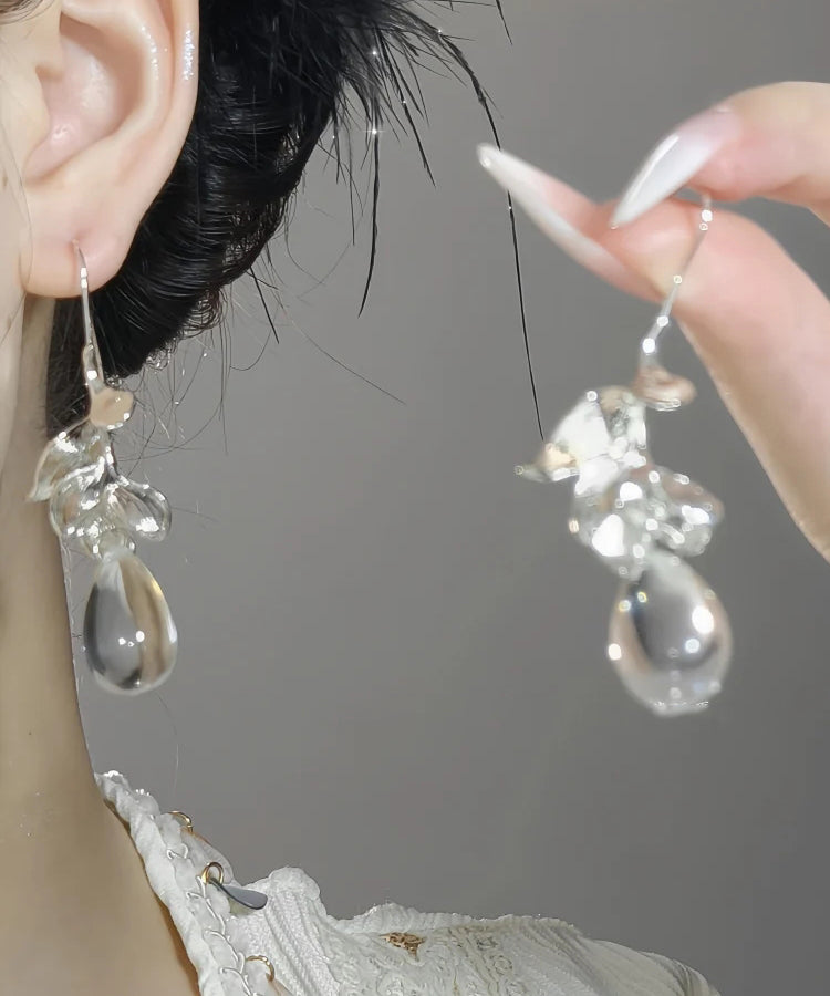 Original Design Silk Alloy Glass Water Drop Drop Earrings
