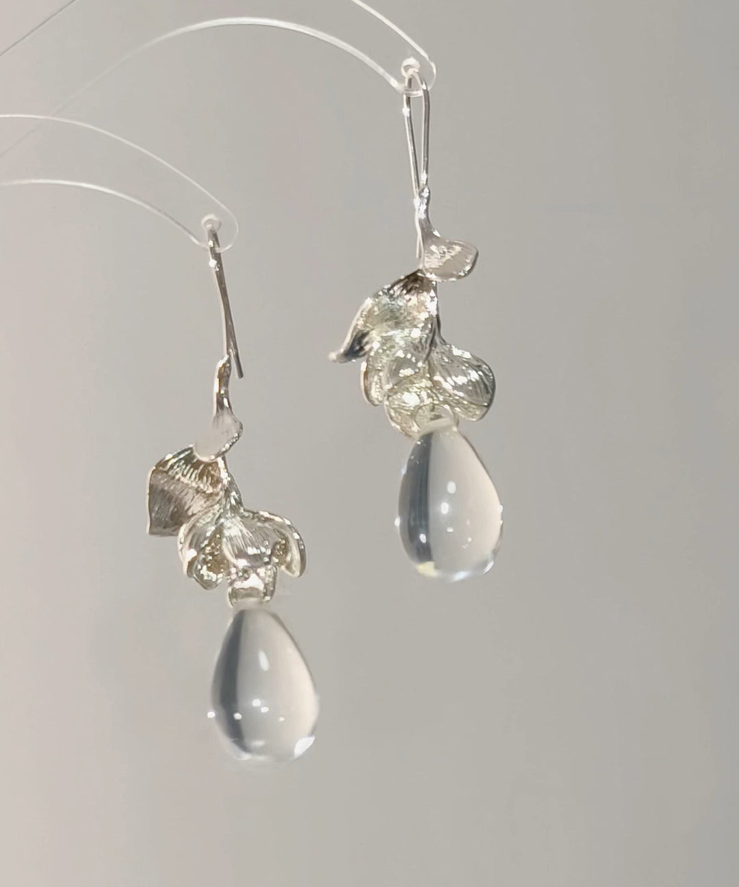 Original Design Silk Alloy Glass Water Drop Drop Earrings