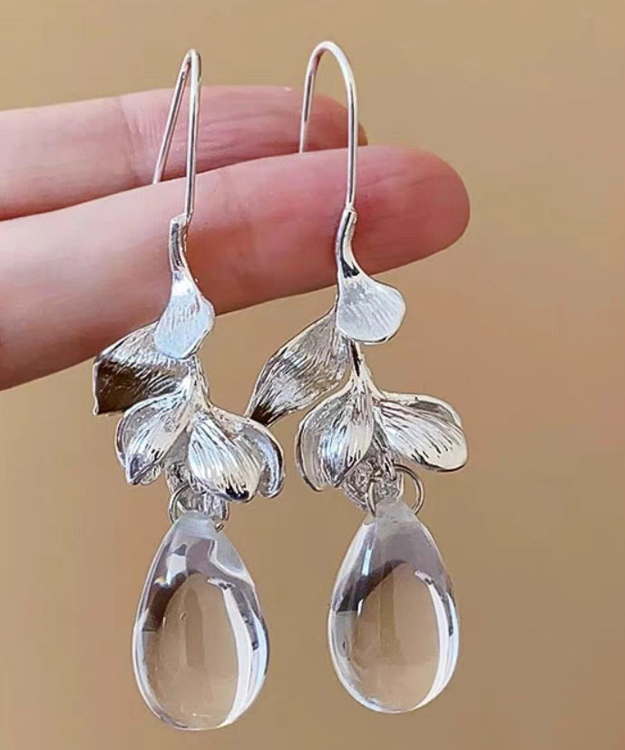 Original Design Silk Alloy Glass Water Drop Drop Earrings