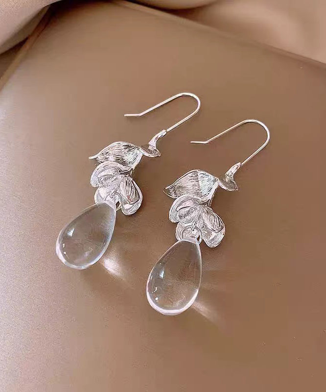 Original Design Silk Alloy Glass Water Drop Drop Earrings