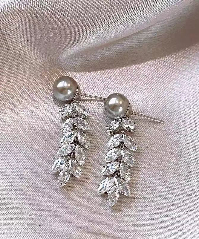 Original Design Silk Alloy Zircon Pearl Ear Of Wheat Tassel Drop Earrings