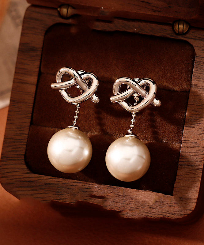 Original Design Silk Copper Love Pearl Drop Earrings