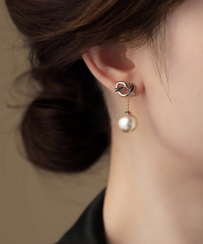 Original Design Silk Copper Love Pearl Drop Earrings