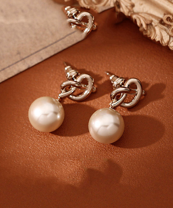 Original Design Silk Copper Love Pearl Drop Earrings