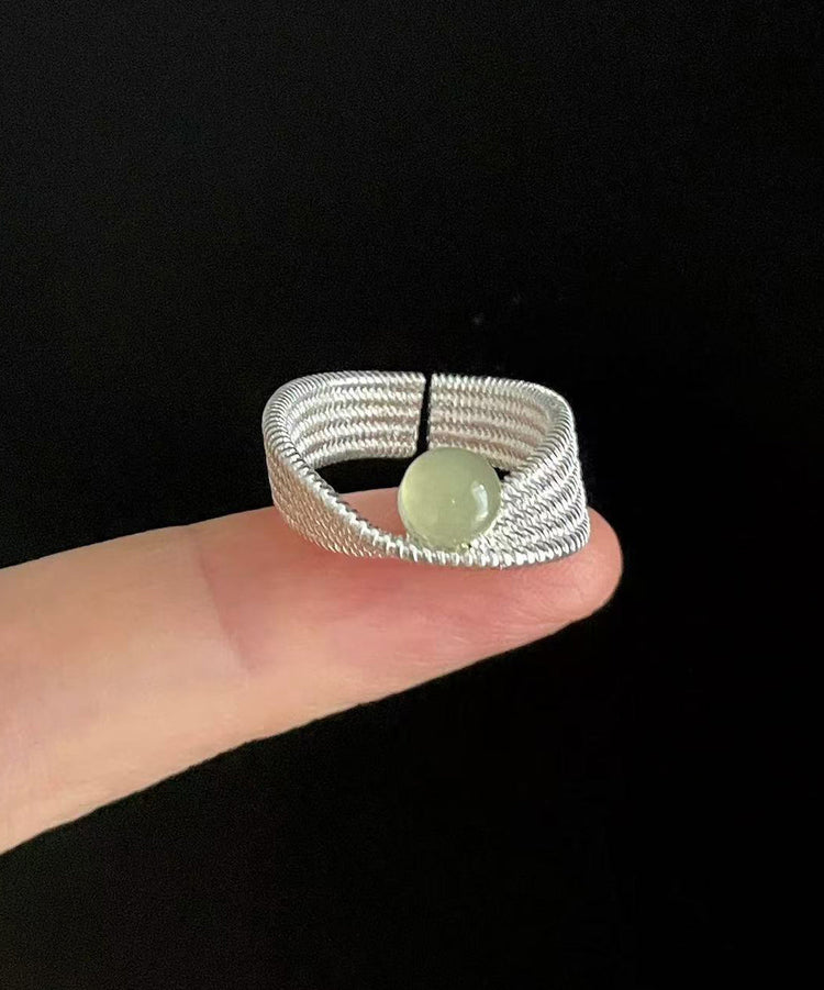 Original Design Silk Jade Line Alloy Adjustable Rings - Omychic