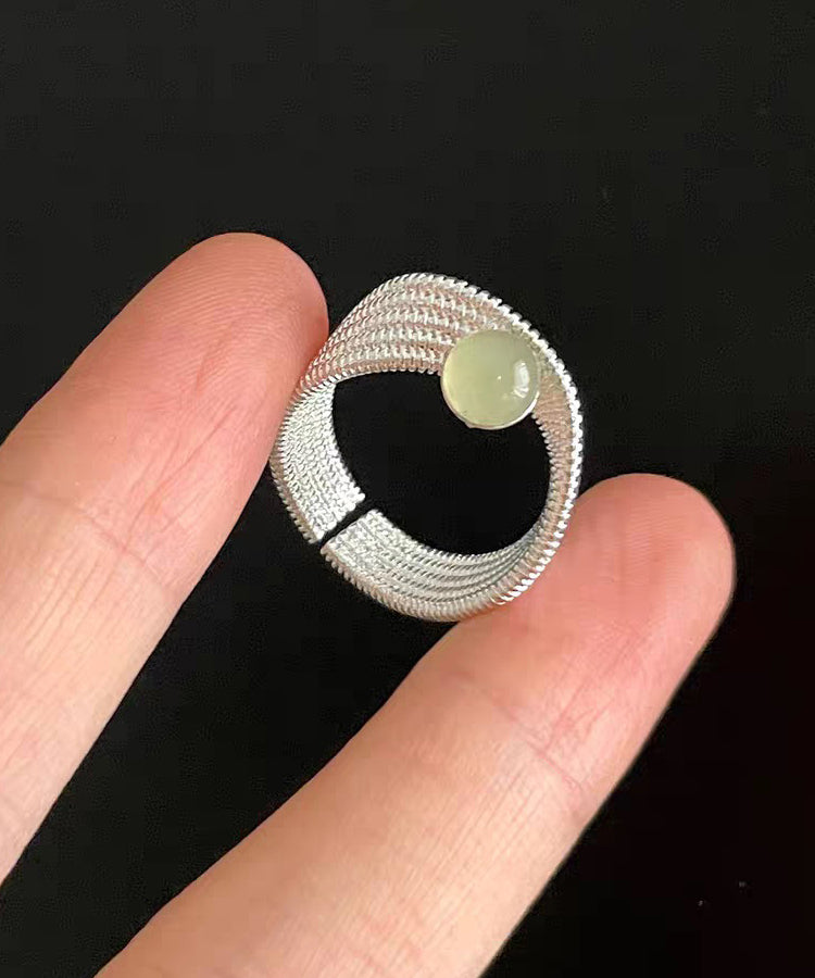 Original Design Silk Jade Line Alloy Adjustable Rings - Omychic