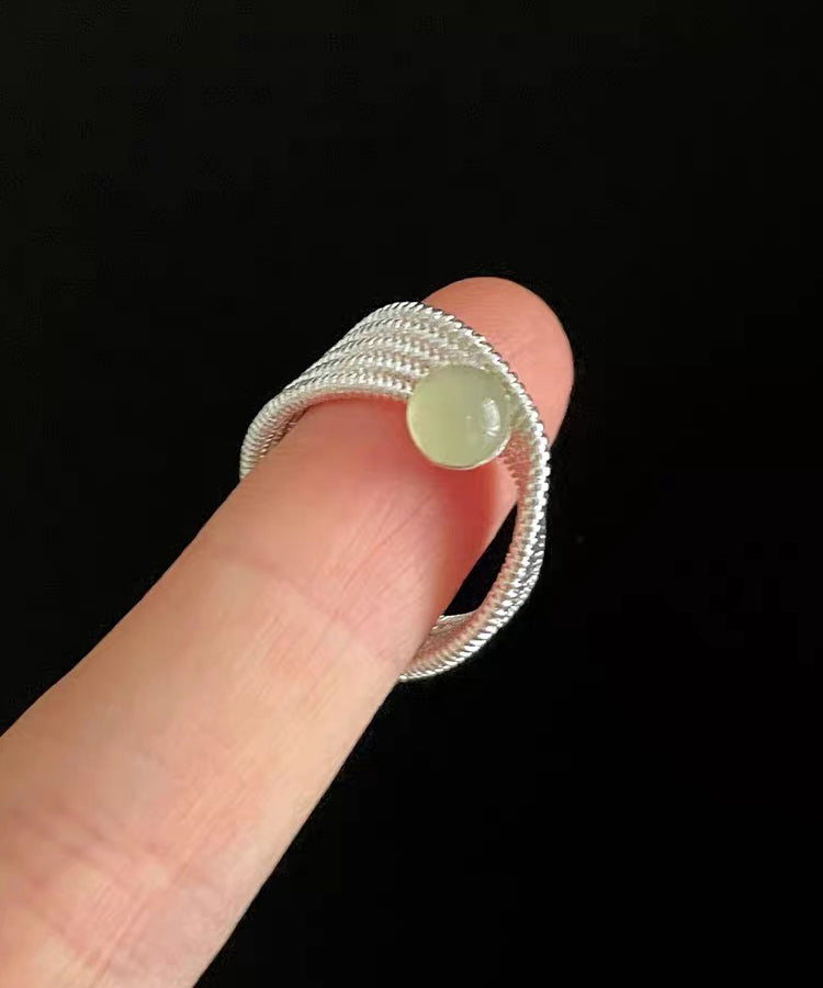 Original Design Silk Jade Line Alloy Adjustable Rings - Omychic