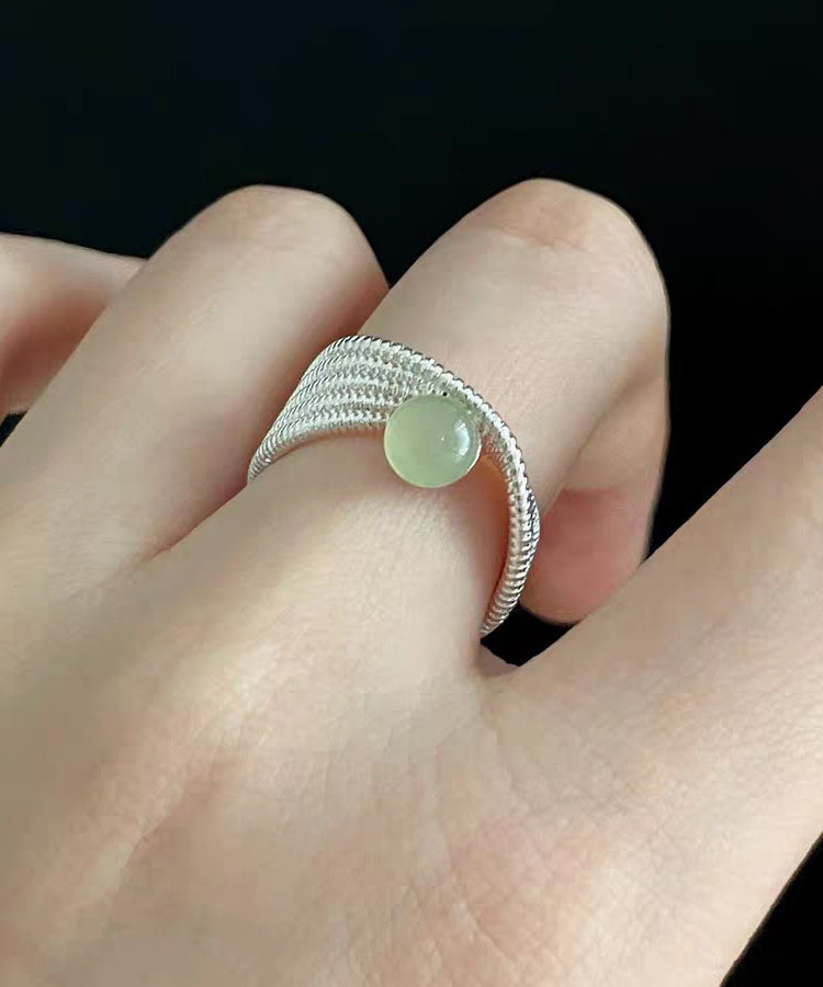 Original Design Silk Jade Line Alloy Adjustable Rings - Omychic