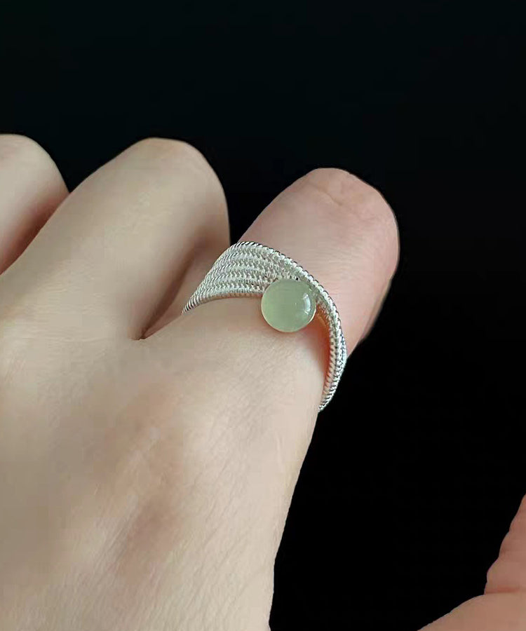 Original Design Silk Jade Line Alloy Adjustable Rings - Omychic