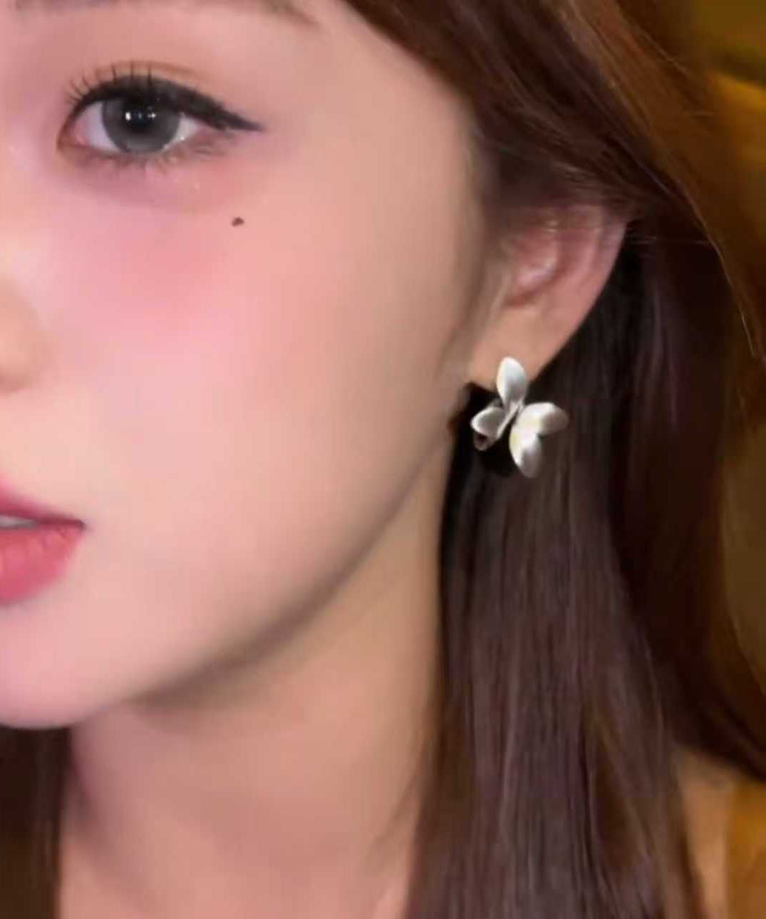 Original Design Silk Metal Butterfly Stud Earrings