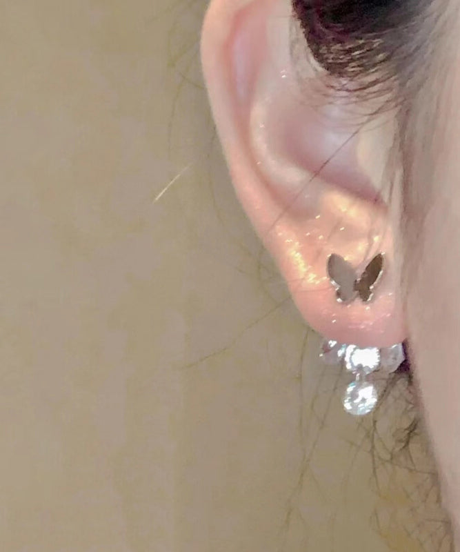 Original Design Silk Metal Zircon Butterfly Stud Earrings