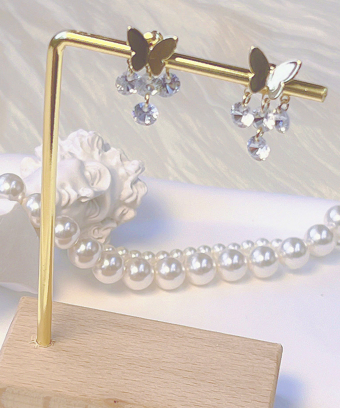 Original Design Silk Metal Zircon Butterfly Stud Earrings