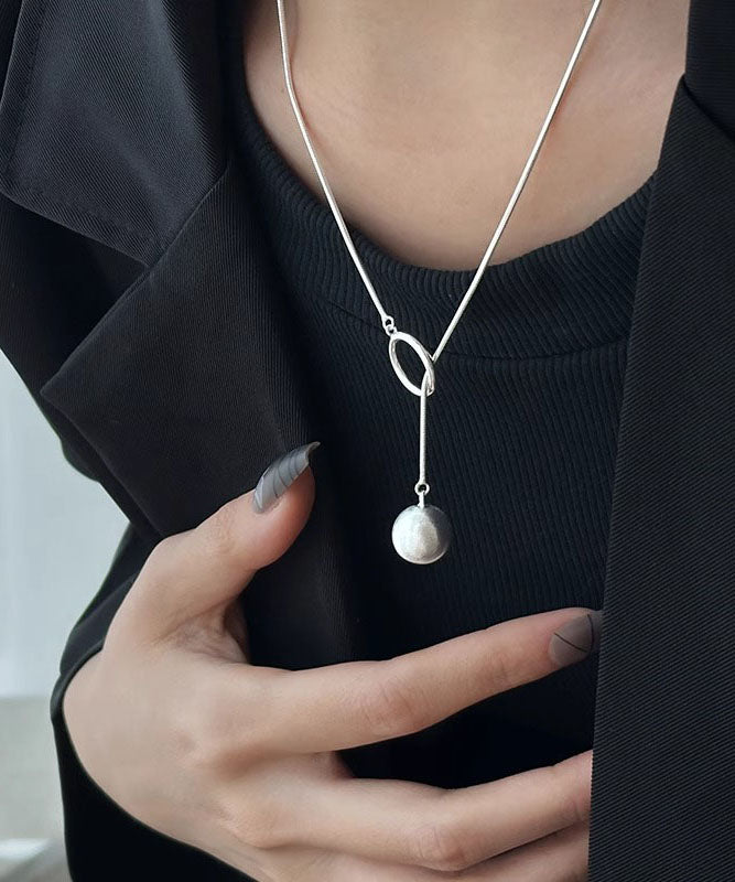 Original Design Silk Sterling Silver Ball Pendant Necklace