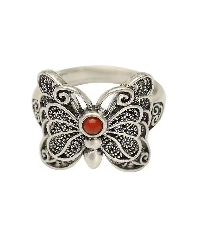 Original Design Silk Sterling Silver Butterfly Hollow Out Rings