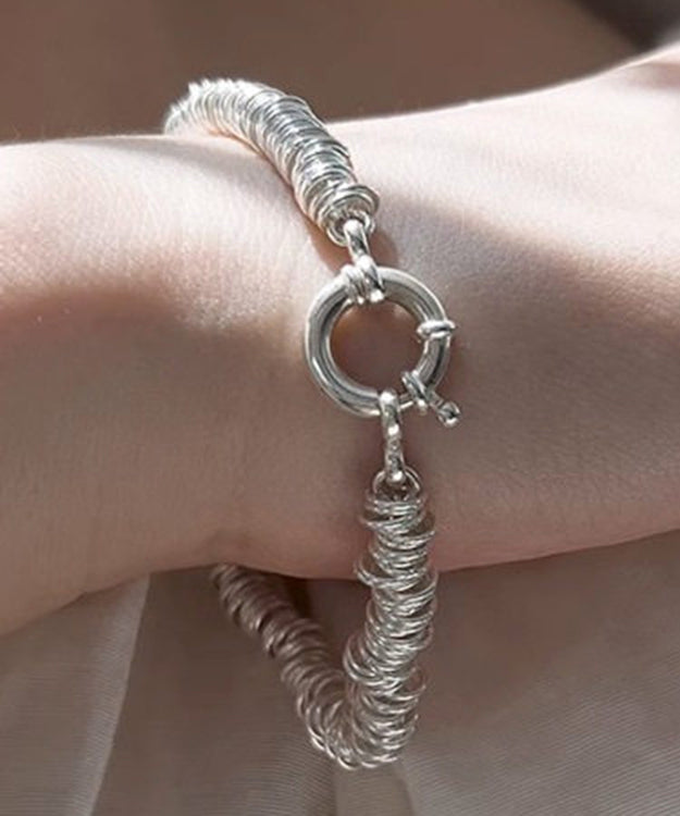 Original Design Silk Sterling Silver Circle Chain Bracelet - Omychic