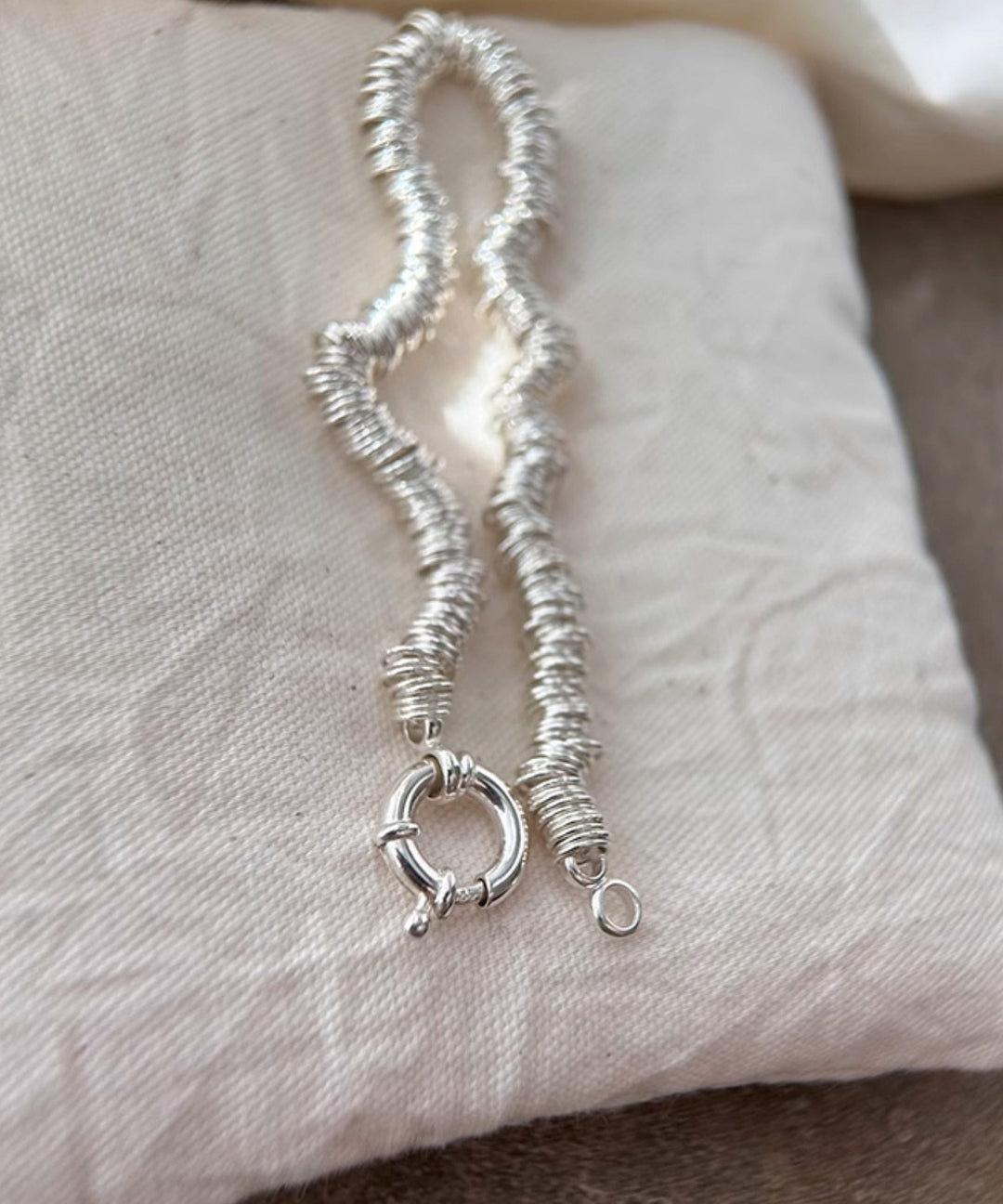 Original Design Silk Sterling Silver Circle Chain Bracelet - Omychic