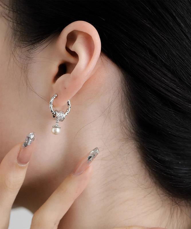Original Design Silk Sterling Silver Pearl Drop Earrings