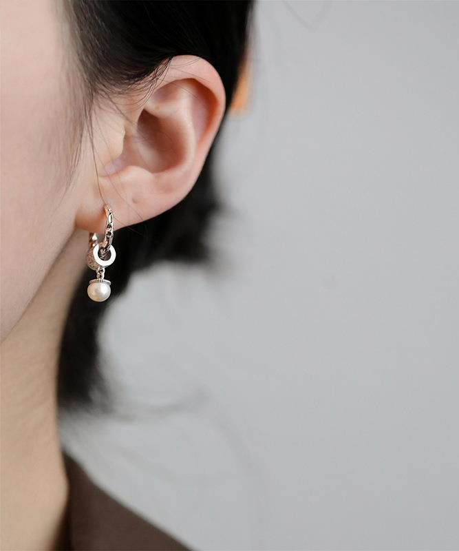 Original Design Silk Sterling Silver Pearl Drop Earrings