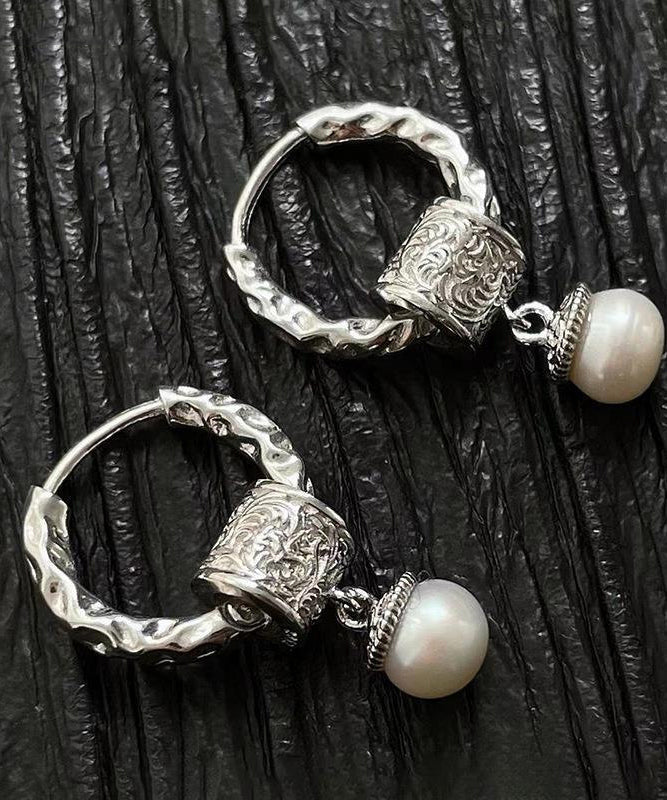 Original Design Silk Sterling Silver Pearl Drop Earrings