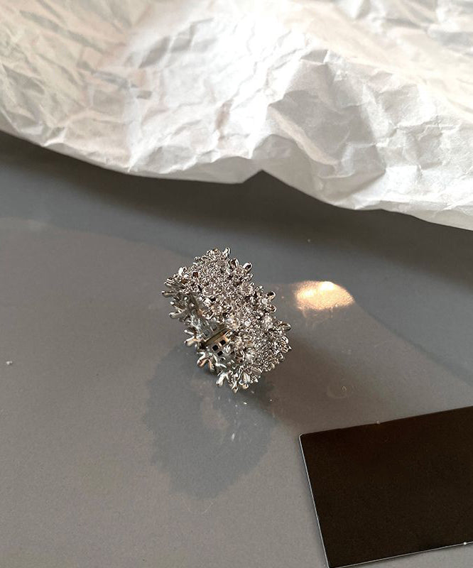 Original Design Silver Zircon Copper Open Rings