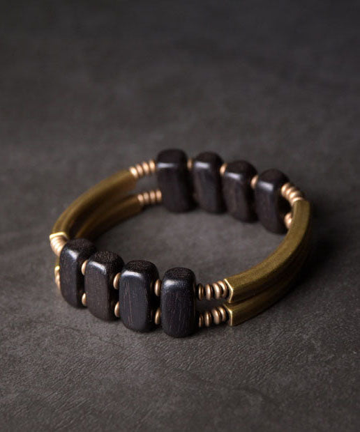 Original Design Stylish Wooden And Copper Decorative Bracelet