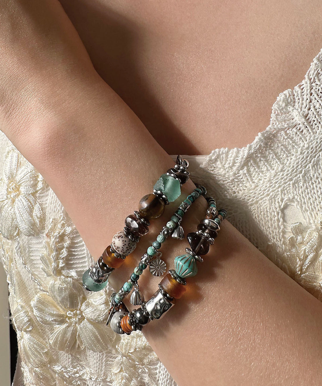 Original Design Titanium Steel Colored Bead Bracelet