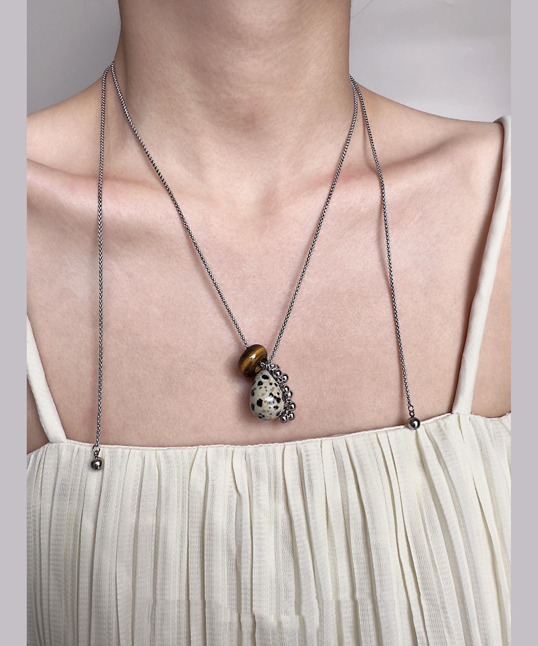 Original Design Titanium Steel Gem Stone Pendant Necklace