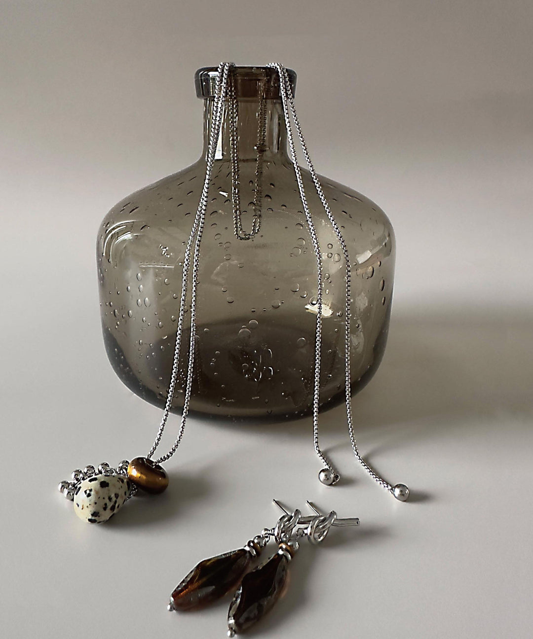 Original Design Titanium Steel Gem Stone Pendant Necklace