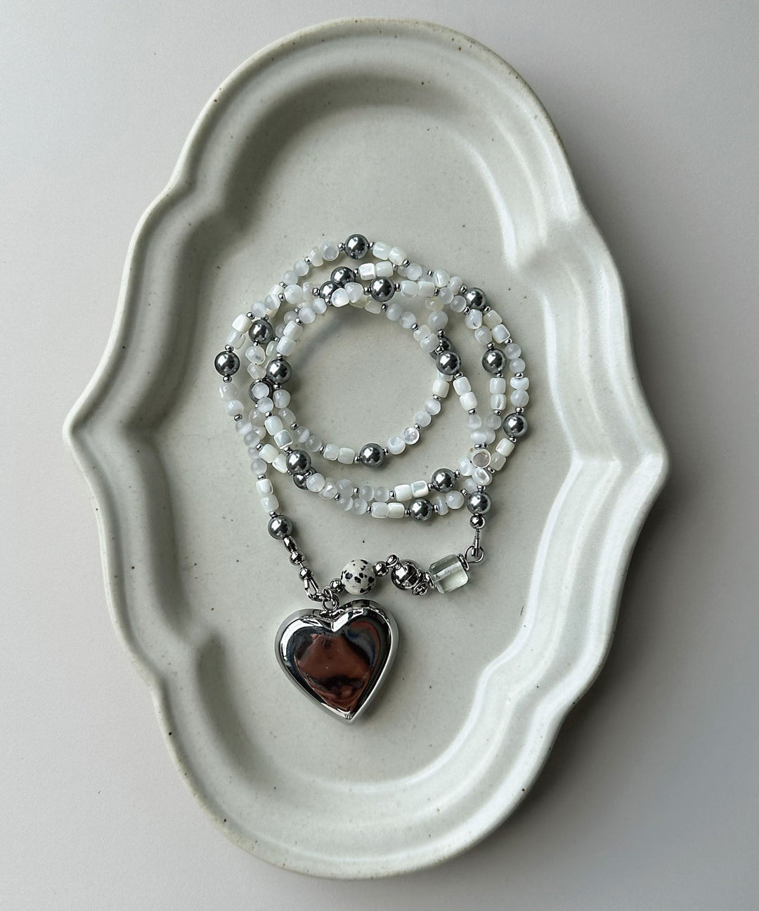 Original Design Titanium Steel Heart Pendant Crystal Long Necklace