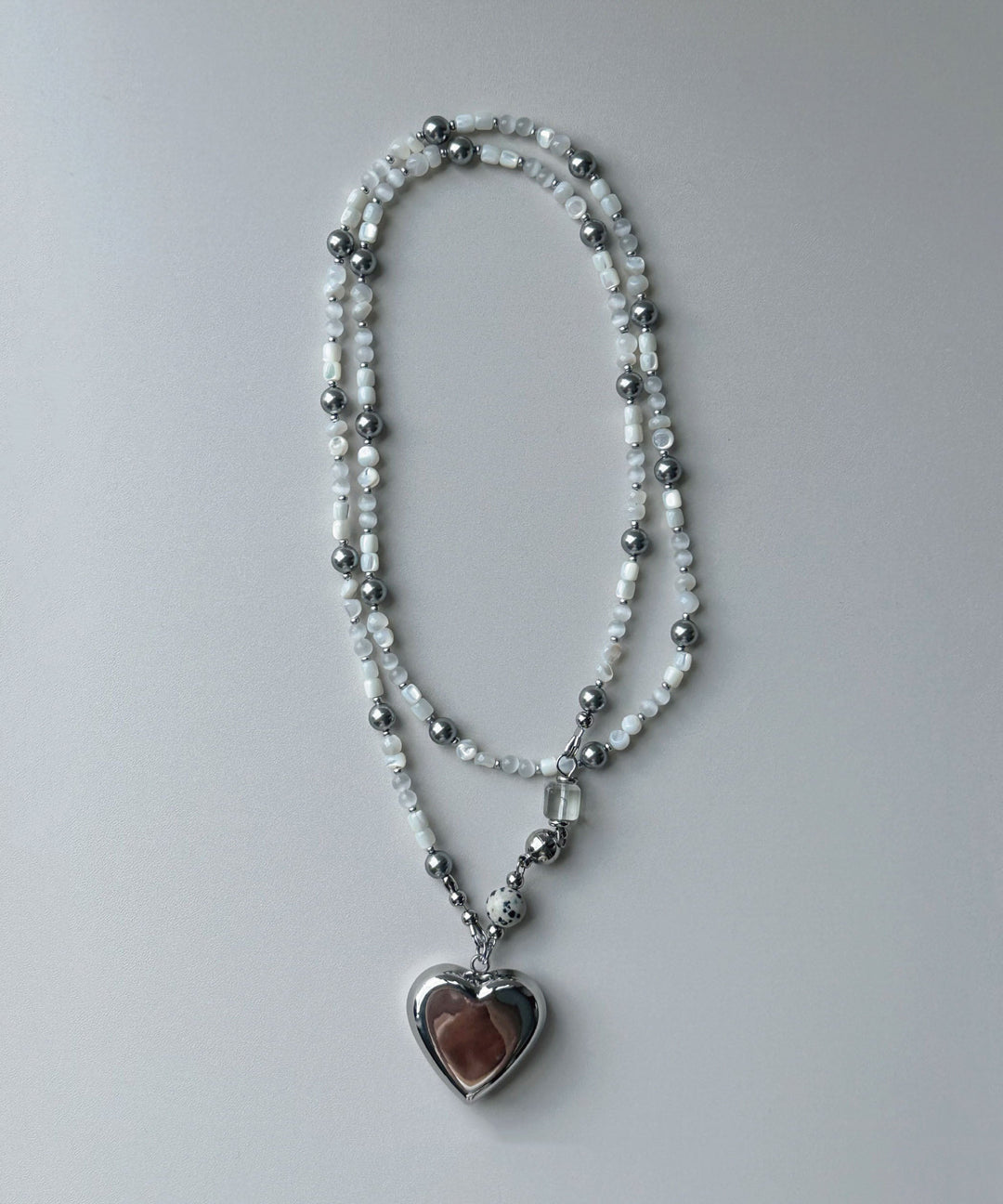 Original Design Titanium Steel Heart Pendant Crystal Long Necklace