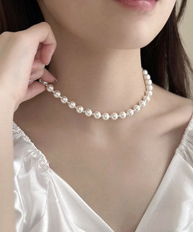 Original Design White Alloy Zircon Pearl Crystal Pendant Necklace