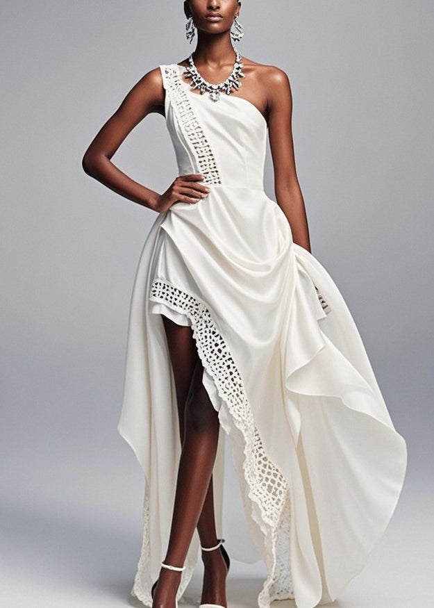 Original Design White Asymmetrical Hollow Out Party Dress Sleeveless