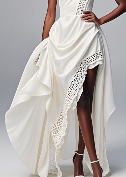 Original Design White Asymmetrical Hollow Out Party Dress Sleeveless