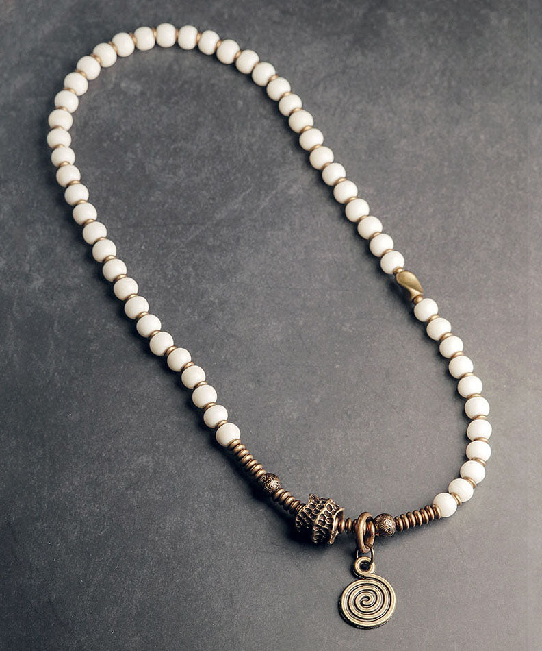 Original Design White Copper Deer Bone Beading Unisex Charm Bracelet