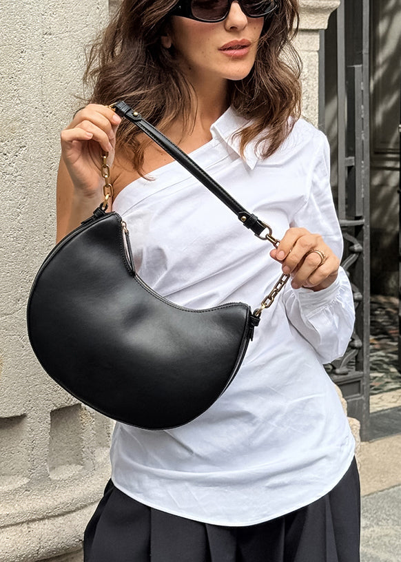 Original Design White One-Shoulder Solid Cotton Shirt Fall