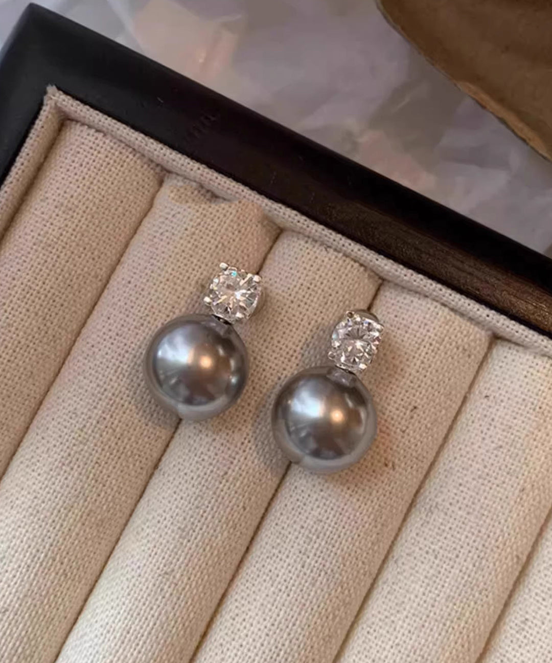 Original Design White Sterling Silver Zircon PearlStud Earrings