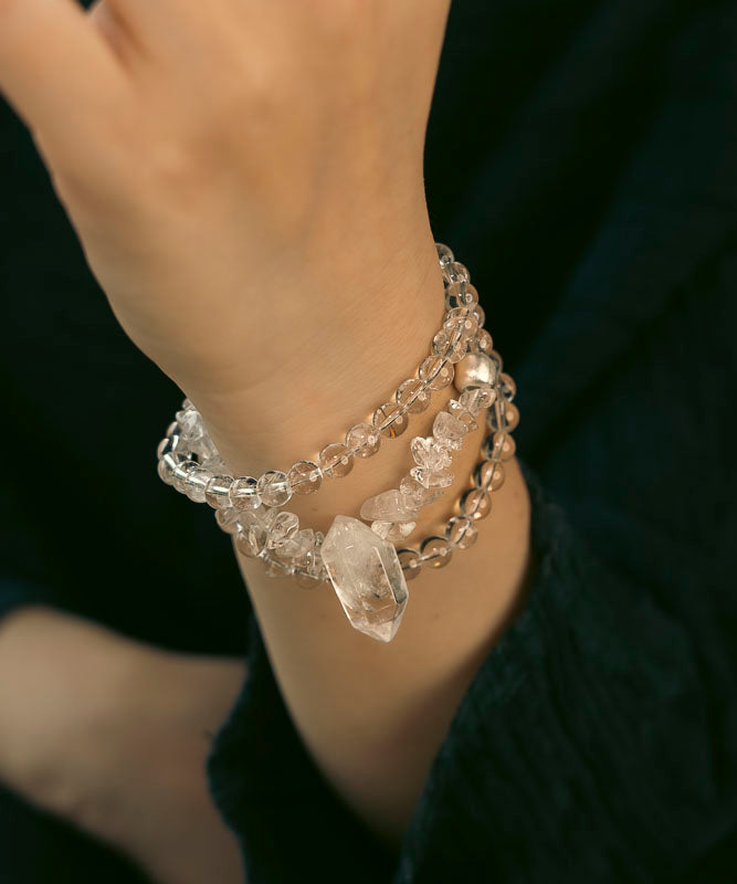 Original Design White Weave Layered Crystal Unisex Charm Bracelet