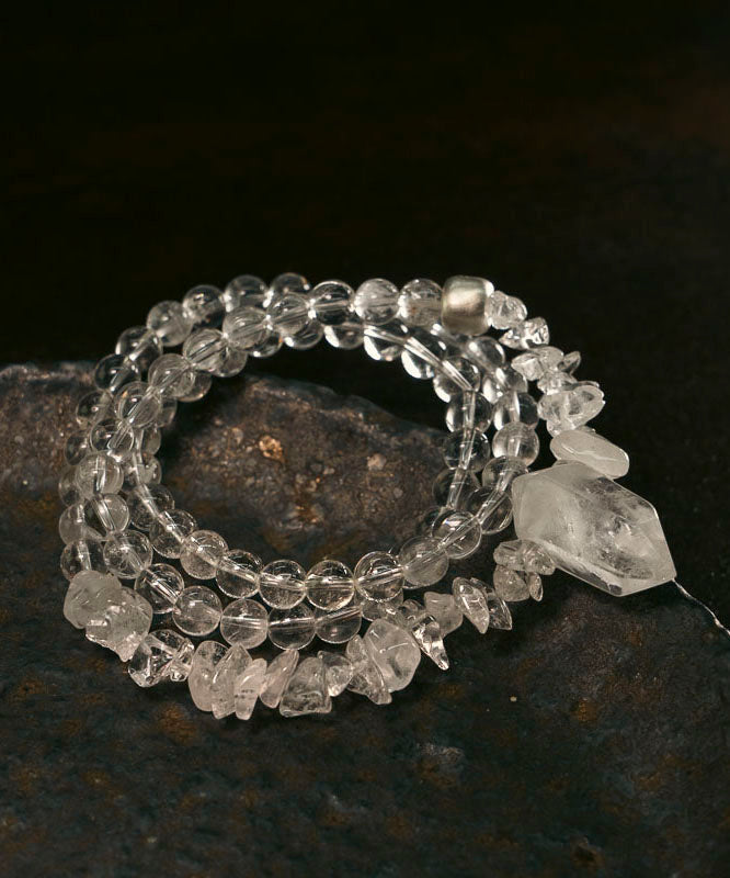 Original Design White Weave Layered Crystal Unisex Charm Bracelet
