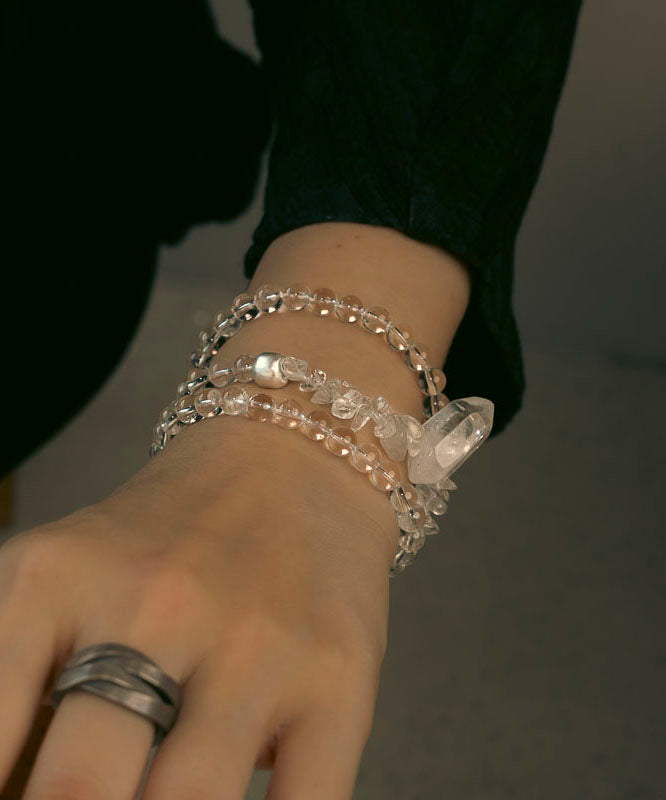 Original Design White Weave Layered Crystal Unisex Charm Bracelet