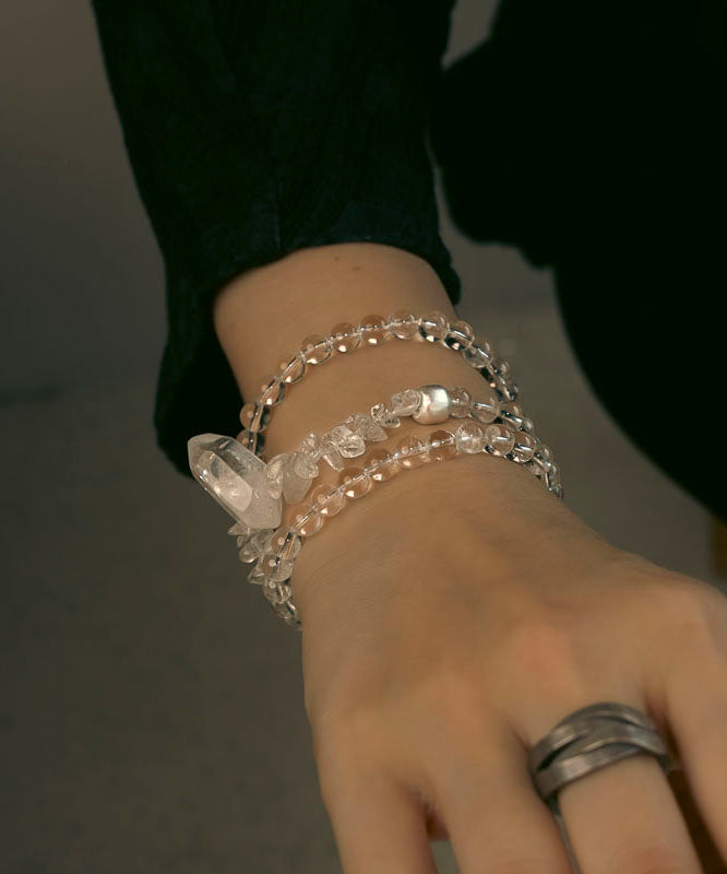 Original Design White Weave Layered Crystal Unisex Charm Bracelet
