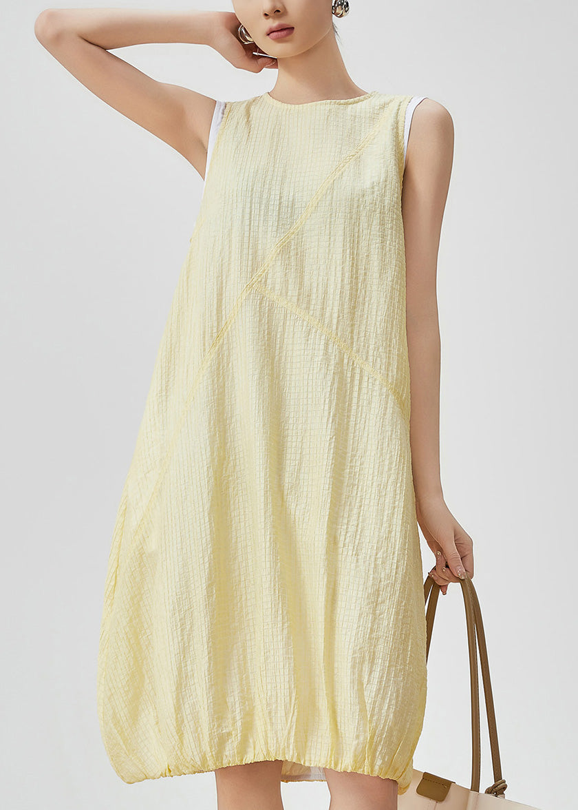 Original Design Yellow Patchwork Mid Dress Summer