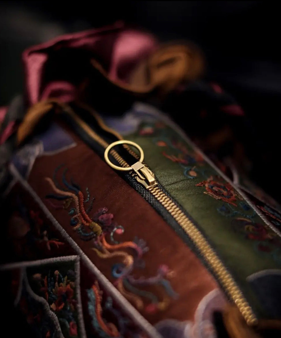 Original Ethnic Style Linen Embroidery Ruffled Messenger Bag