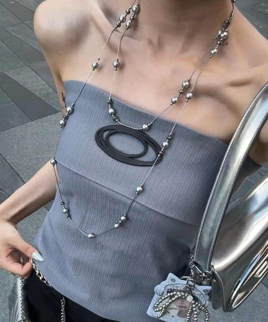 Original Grey Sterling Silver Pearl Gratuated Bead Necklace