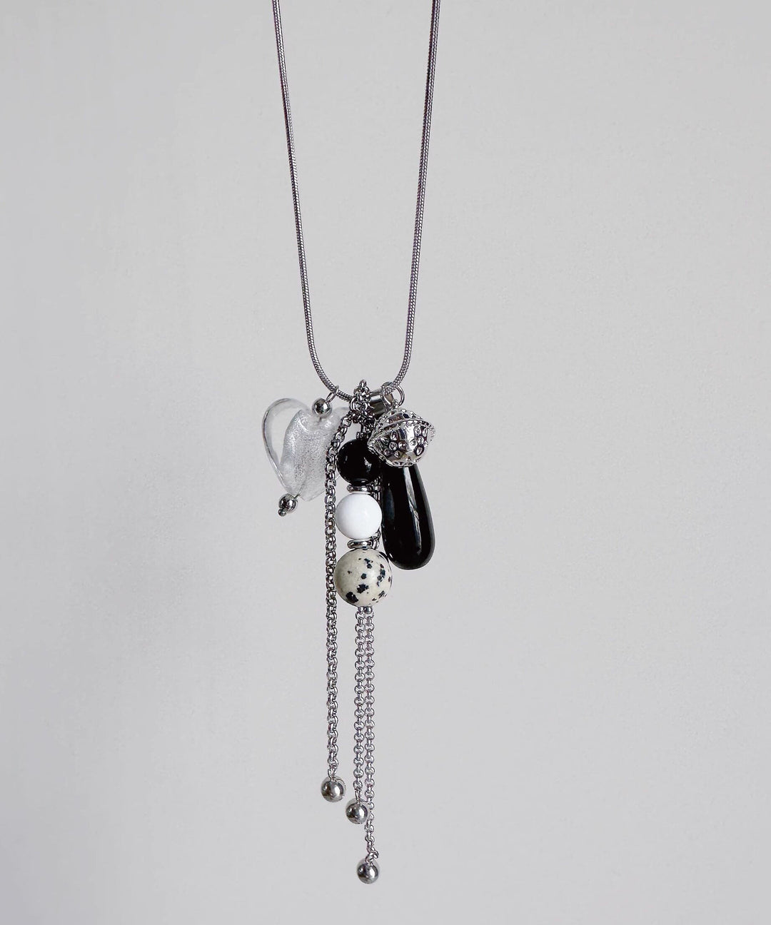 Original Heart Pendant Natural Stone Titanium Steel Necklace