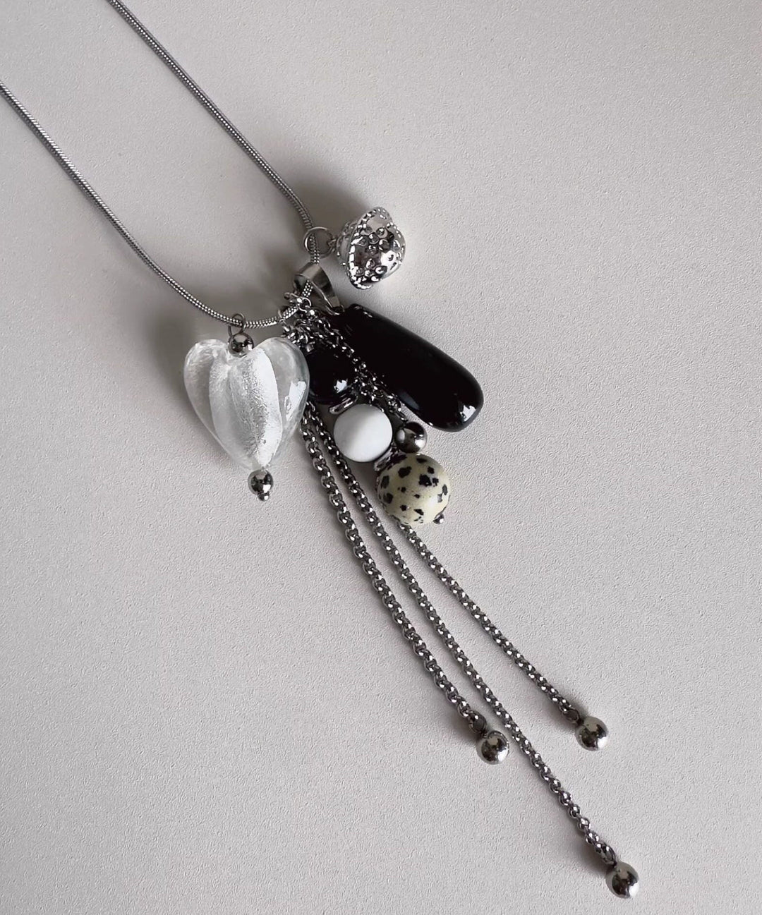 Original Heart Pendant Natural Stone Titanium Steel Necklace