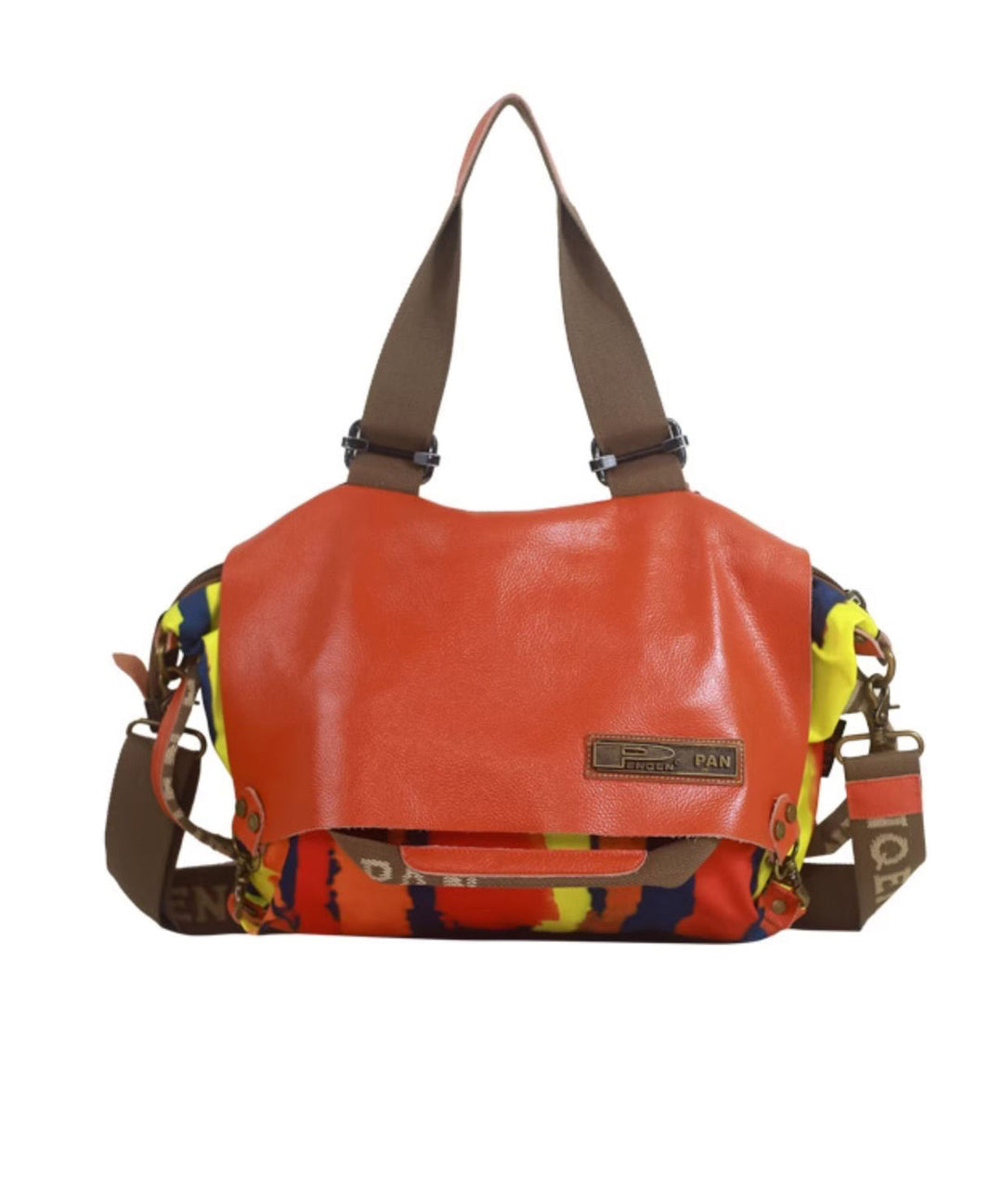Original High-Capacity Patchwork Cowhide Outdoor Travel Shoulder Bag