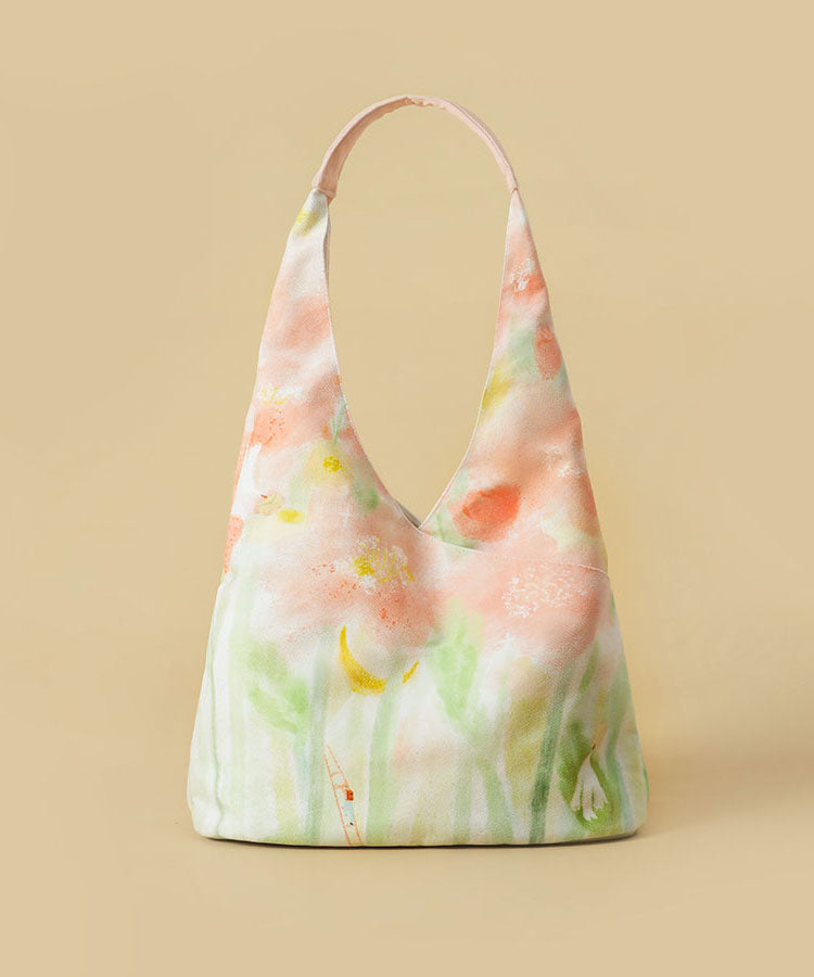 Original Japanese Pink Illustration Canvas Shoulder Bag